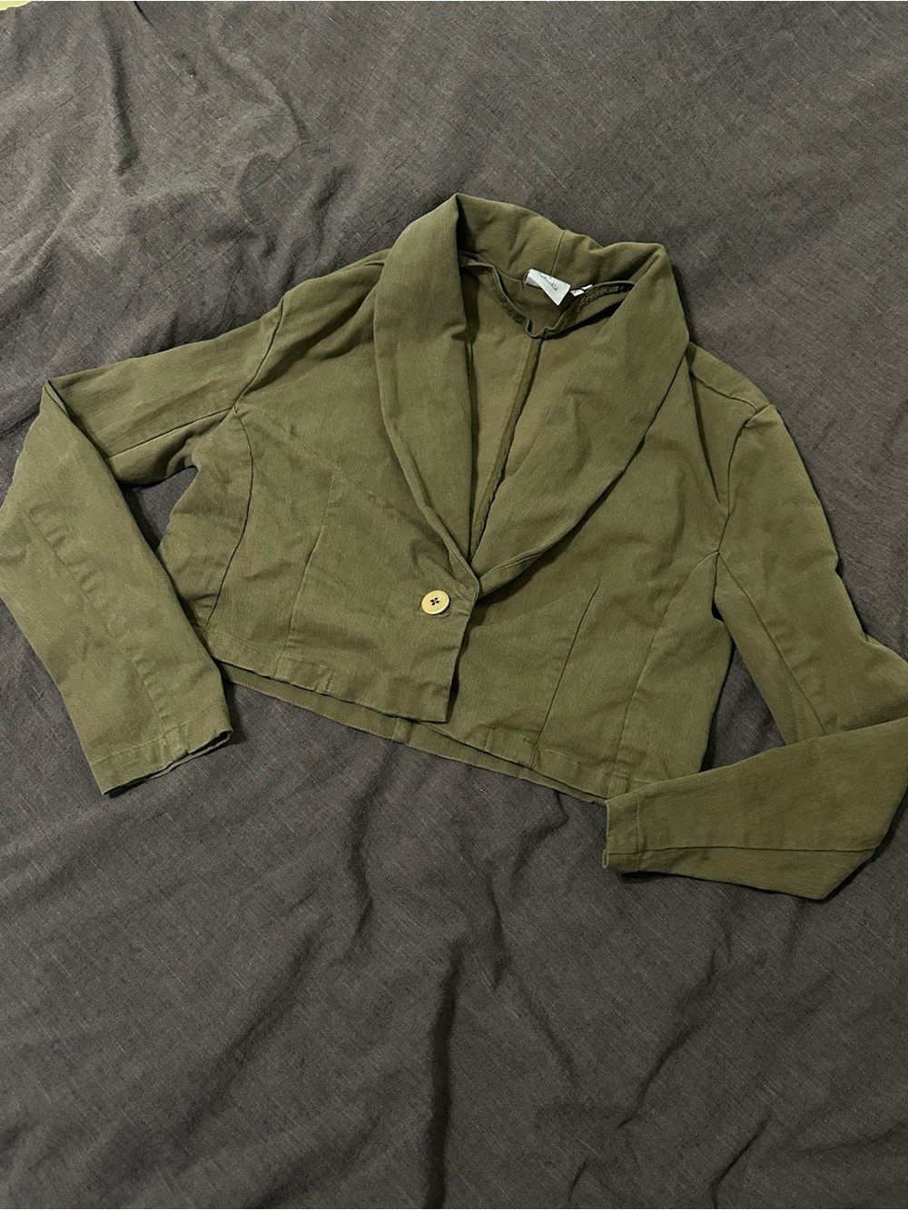Splendid Olive Cropped Shawl Collar Blazer